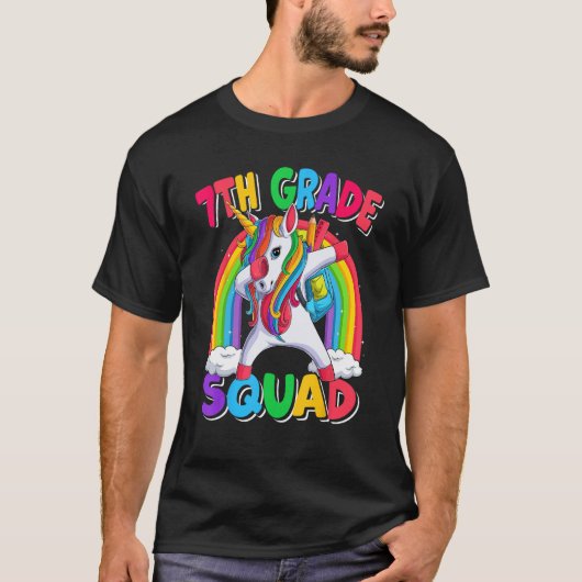 7th Grade Squad Dabbing Unicorn Back to School Kid Tシャツ (正面)