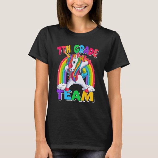 7th Grade Team Dabbing Unicorn Back to School Kids Tシャツ (正面)