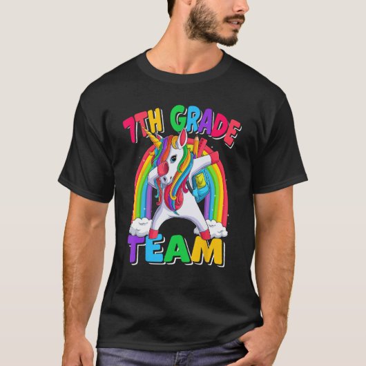 7th Grade Team Dabbing Unicorn Back to School Kids Tシャツ (正面)