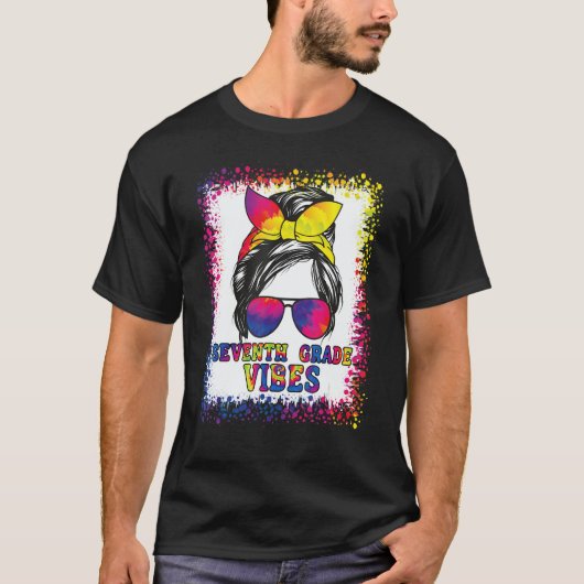 7th Grade Vibes Messy Bun Back To School Kids Girl Tシャツ (正面)