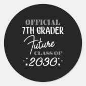 7th Grader Future Cl 2030 First Day 7th Grade  ラウンドシール (正面)