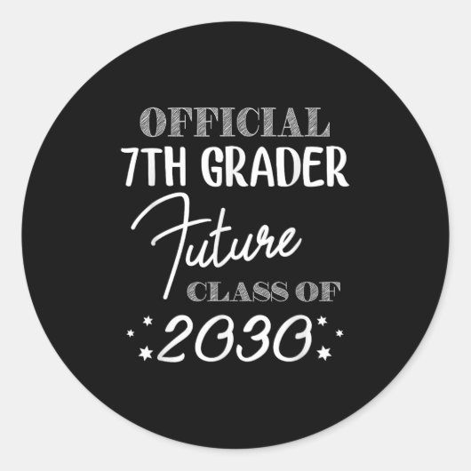 7th Grader Future Cl 2030 First Day 7th Grade ラウンドシール (正面)