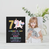 7th Rainbow Unicorn誕生日招待状写真 招待状 (スタンド正面)