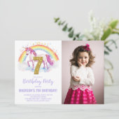 7th Rainbow Unicorn誕生日招待状写真 招待状 (スタンド正面)