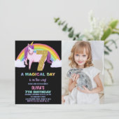 7th Rainbow Unicorn誕生日招待状写真 招待状 (スタンド正面)