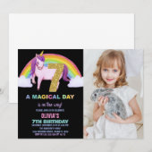 7th Rainbow Unicorn誕生日招待状写真 招待状 (正面/裏面)