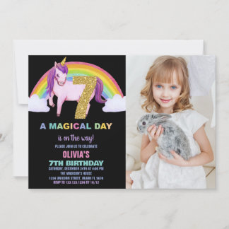 7th Rainbow Unicorn誕生日招待状写真 招待状