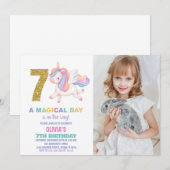 7th Rainbow Unicorn誕生日招待状w photo 招待状 (正面/裏面)