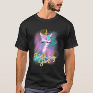 7th Unicorn誕生日女の子tシャツ7歳 Tシャツ