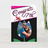 7th Wedding Anniversary Photo Card Black White カード (正面)