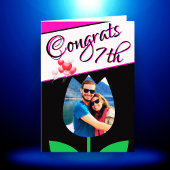 7th Wedding Anniversary Photo Card Black White カード