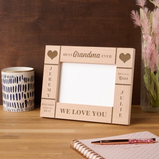 7x5おばあちゃん最高のよじいちゃんの名前 レーザー彫刻フレーム (左)