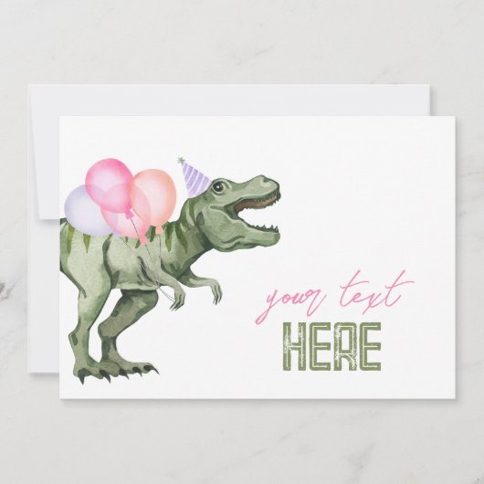7x5恐竜の編集可能サインカード 招待状 (正面)