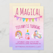 8かわいらし歳の一角獣誕生会 招待状 (正面/裏面)