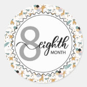 8か月のマイルストーンベビーのグラフとバルーン ラウンドシール (正面)