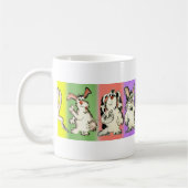 8つのウサギの愚かな漫画のバニーのコーヒー・マグ コーヒーマグカップ (左)