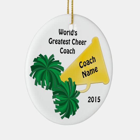 8つのテキスト・ボックスが付いているパーソナライズな応援のコーチのギフト セラミックオーナメント (右)