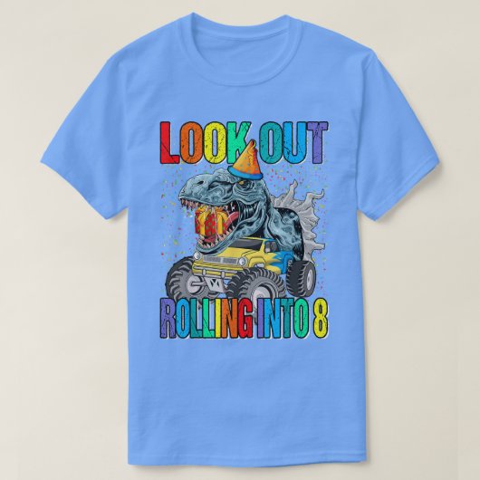 8つのモンスタ転がートラック恐竜に注目 Tシャツ (デザイン正面)