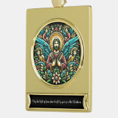 8つの天使とフローラのモチーフに囲まれたイエス ゴールドプレートバナーオーナメント (左)