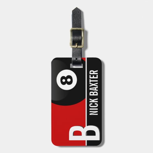 8つの球のプールのコーナーのポケットモノグラムの荷物のラベル ラゲッジタグ (正面縦)