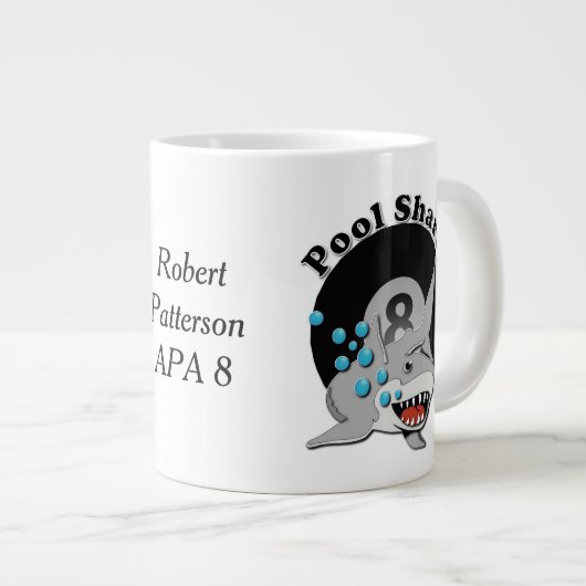 8つの球のプールの鮫 ジャンボコーヒーマグカップ (正面右)