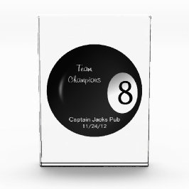 8つの球の水晶ビリヤードはトロフィを遊ばします 表彰盾