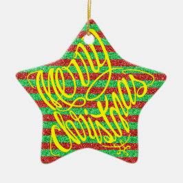 8つの言語でメリークリスマスとハッピーホリデー セラミックオーナメント