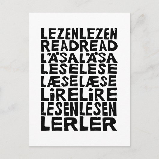 8つの言語で読む リノプリント ポストカード (正面)