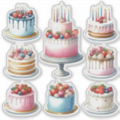 8つの誕生日ケーキ シール (正面)