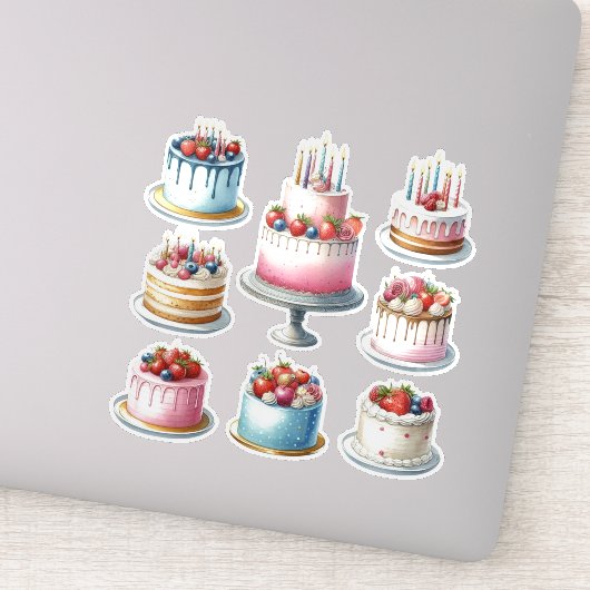8つの誕生日ケーキ シール (詳細)