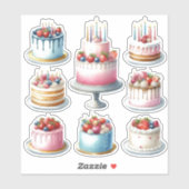8つの誕生日ケーキ シール (シート)
