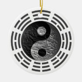 8つのTrigramsの陰陽のエンボスそっくりのドラゴン セラミックオーナメント (正面)