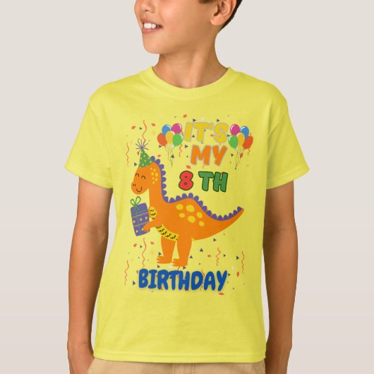 8に轟音：おもしろい恐竜誕生日Tシャツ Tシャツ (正面)
