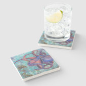 8の美しい-タコのコースター ストーンコースター (横)