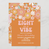 8はバイブグルービーレトロフローラ8th誕生日 招待状 (正面/裏面)