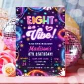 8はヴィベ8番目のレトロネオングローガール誕生日 招待状