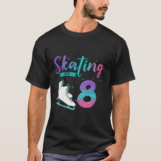 8アイススケートで滑るイン8日 Tシャツ (正面)