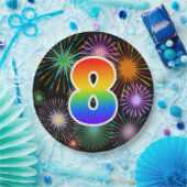 8イベント-おもしろい, カラフル, はっきりした, Rainbow 8 ペーパープレート (パーティー)