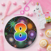 8イベント-おもしろい, カラフル, はっきりした, Rainbow 8 ペーパープレート (パーティー)