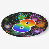 8イベント-おもしろい, カラフル, はっきりした, Rainbow 8 ペーパープレート (アングル)