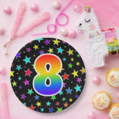 8イベント: はっきりした、おもしろい、レインボーカラフル8 ペーパープレート (パーティー)