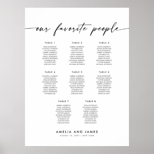 8エレガント台の人お気に入りの席チャート ポスター (正面)