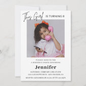 8エレガント歳の誕生日招待状フォトガールモダン 招待状 (正面)