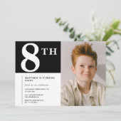 8エレガントth birthday invitationブラックボーイフォト 招待状 (スタンド正面)