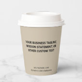 8オンスの会社ロゴ入りベージュのコーヒー紙コップ+フタ 紙コップ (裏面)
