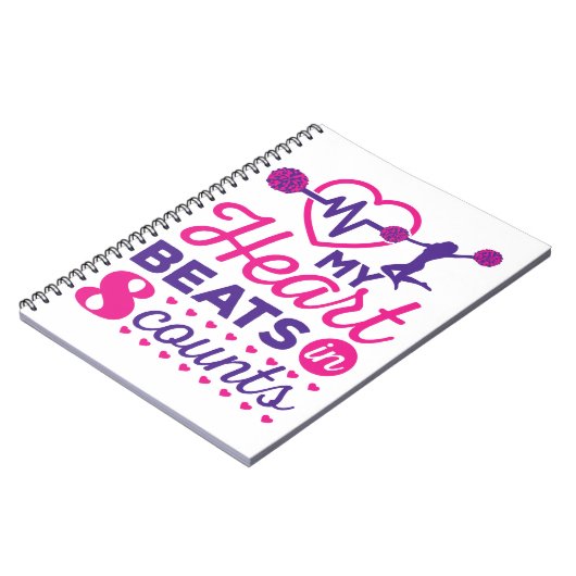 8カウントの自分のハートビートチアリーティング応援 ノートブック (左側)