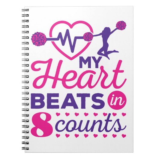 8カウントの自分のハートビートチアリーティング応援 ノートブック (正面)