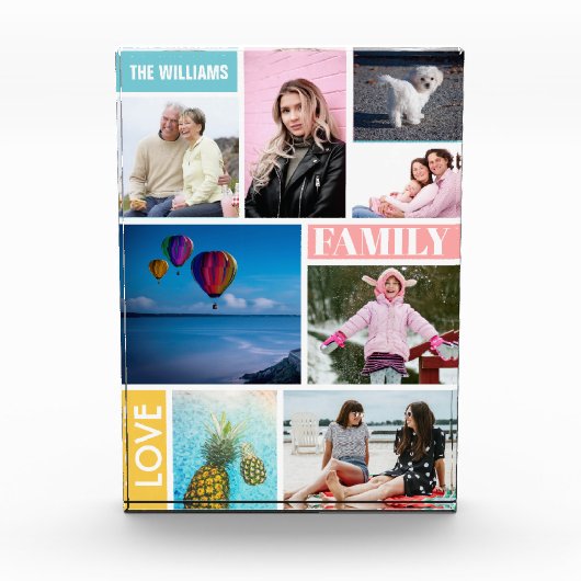 8カスタム家族フォトコラージュパーソナライズされたブロック フォトブロック (正面)