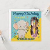 8カスタムth誕生日ゾウ甘いフォトカード カード (正面/裏面インサイチュ)