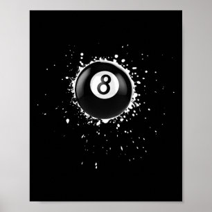 8クール球8プールビリヤード絵を描(ばちゃばちゃ)跳ねるEi ポスター